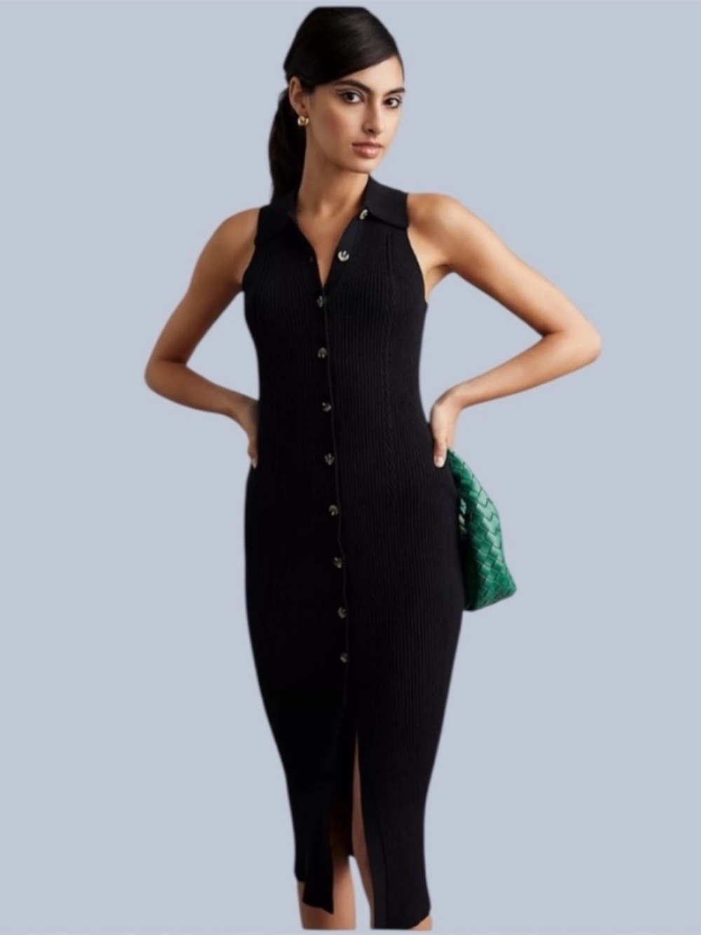Favorite Daughter
Anthropologie The Sleeveless Lena Ribbed Knit Dress in Black L